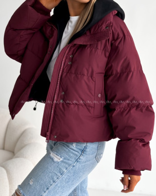 Zimná oversize bunda burgundy AB 811