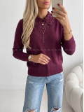 Sveter s ozdobným golierom burgundy AB 841