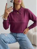 Sveter s ozdobným golierom burgundy AB 841