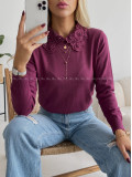 Sveter s ozdobným golierom burgundy AB 841