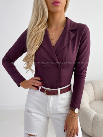 Basic body s dvojradovými gombíkmi burgundy  AB 925