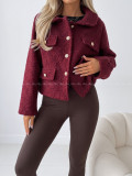 Bouclé bunda do pása burgundy AB 60 Bouclé bunda do pása burgundy AB 60