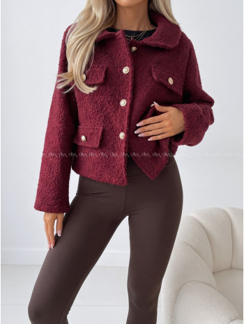 Bouclé bunda do pása burgundy AB 60 Bouclé bunda do pása burgundy AB 60