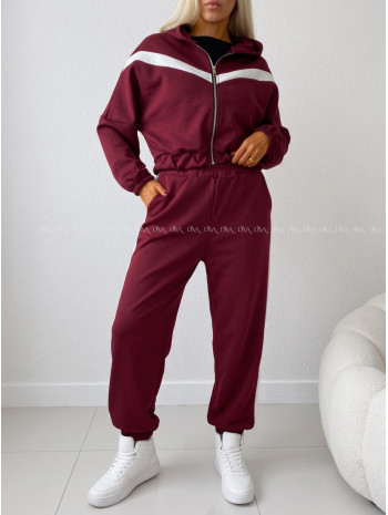Športový komplet s pruhom bordo AB 916