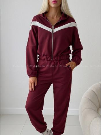 Športový komplet s pruhom bordo AB 916