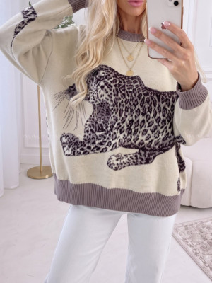 Oversize sveter Leopard vanilla AA 16
