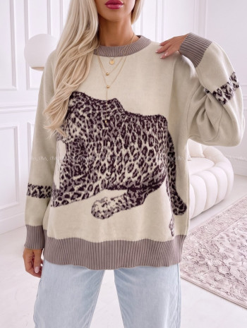 Oversize sveter Leopard vanilla AA 16 Oversize sveter Leopard vanilla AA 16