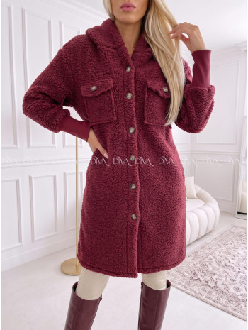 Midi bouclé kabátik vínový AB 666 Midi bouclé kabátik vínový AB 666