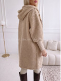 Midi bouclé kabátik latté/hnedá AB 666