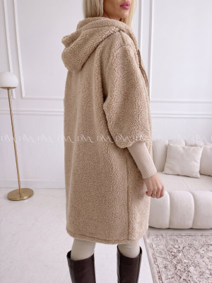 Midi bouclé kabátik latté/hnedá AB 666