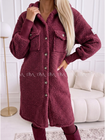 Midi bouclé kabátik vínový AB 666 Midi bouclé kabátik vínový AB 666