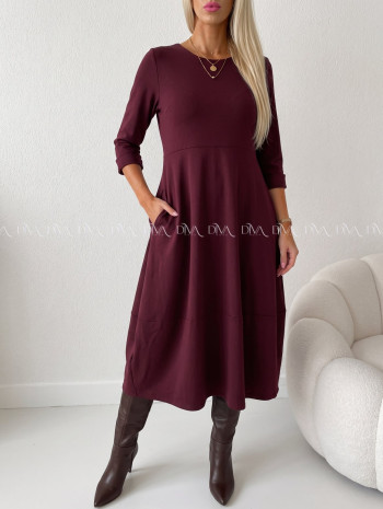 Maxi šaty hruškového strihu burgundy AA 105