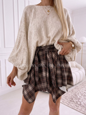 Oversize sveter s puf rukávmi smotanový AB 909