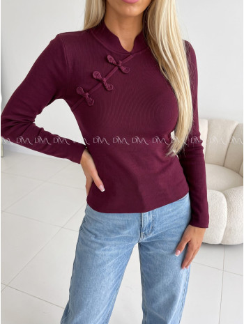 Úpletový top so zdobením burgundy AB 817