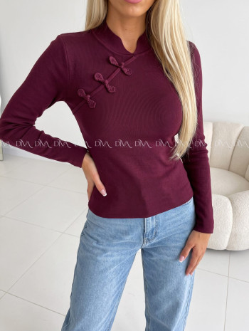 Úpletový top so zdobením burgundy AB 817