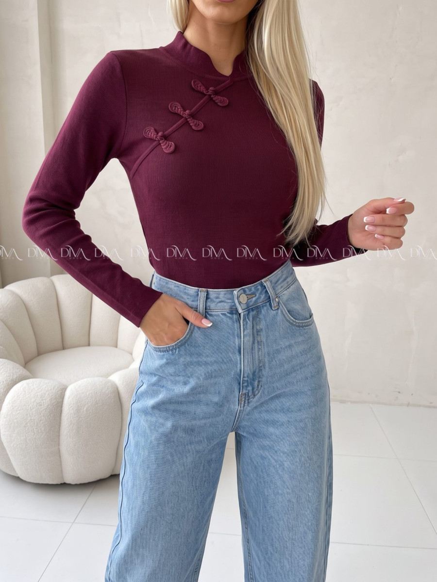 Úpletový top so zdobením burgundy AB 817 Úpletový top so zdobením burgundy AB 817