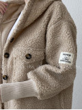Midi bouclé kabátik latté/hnedá AB 666