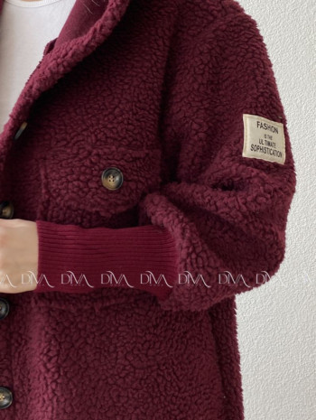 Midi bouclé kabátik vínový AB 666 Midi bouclé kabátik vínový AB 666