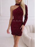 Flitrované mini šaty glami burgundy AA 179