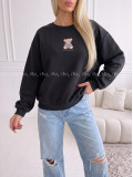 Zateplená oversize mikina teddy bear čierna B 113