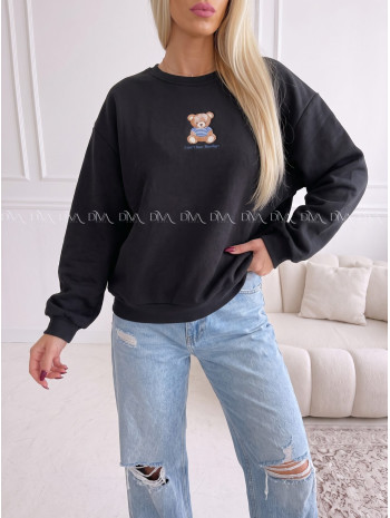Zateplená oversize mikina teddy bear čierna B 113 Zateplená oversize mikina teddy bear čierna B 113