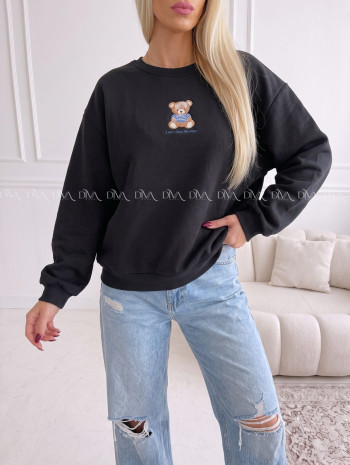 Zateplená oversize mikina teddy bear čierna B 113 Zateplená oversize mikina teddy bear čierna B 113