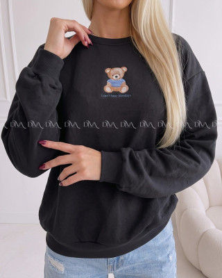 Zateplená oversize mikina teddy bear čierna B 113