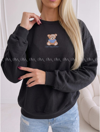 Zateplená oversize mikina teddy bear čierna B 113