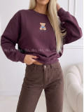 Zateplená oversize mikina teddy bear burgundy B 113