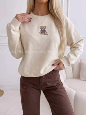 Zateplená oversize mikina teddy bear krémová B 113