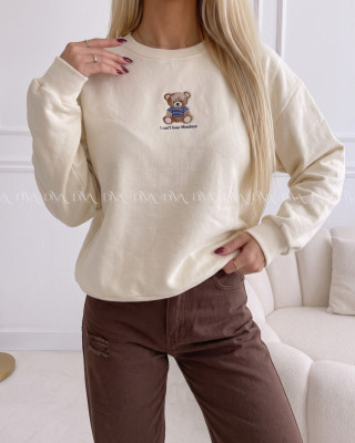 Zateplená oversize mikina teddy bear krémová B 113