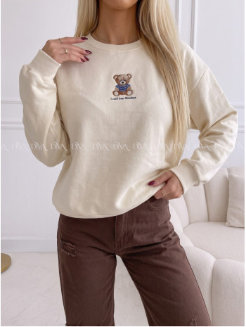 Zateplená oversize mikina teddy bear krémová B 113