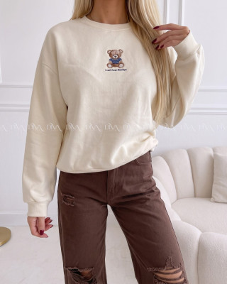 Zateplená oversize mikina teddy bear krémová B 113