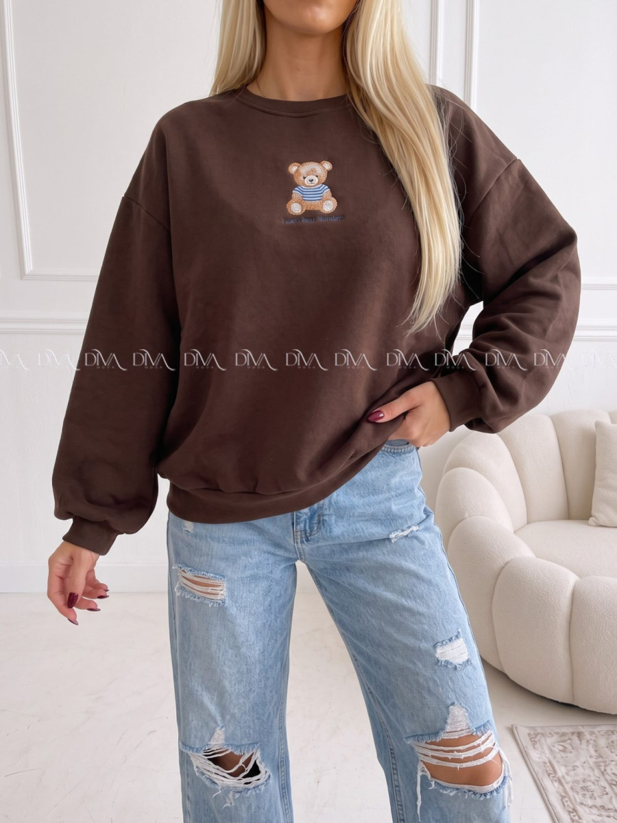 Zateplená oversize mikina teddy bear čokoládová B 113 Zateplená oversize mikina teddy bear čokoládová B 113