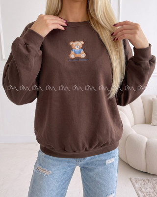 Zateplená oversize mikina teddy bear čokoládová B 113