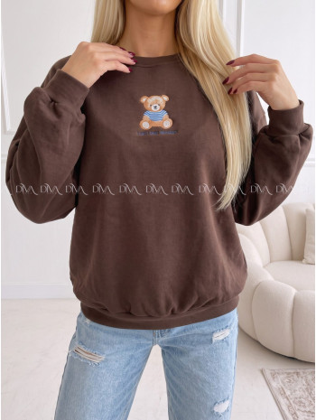 Zateplená oversize mikina teddy bear čokoládová B 113