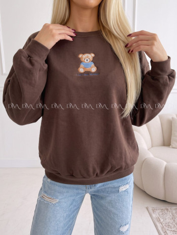Zateplená oversize mikina teddy bear čokoládová B 113