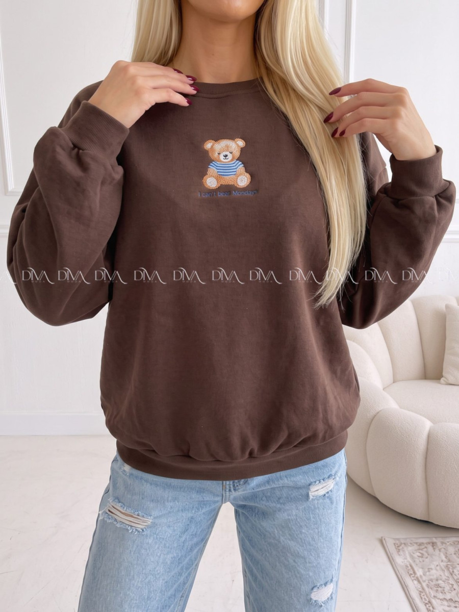 Zateplená oversize mikina teddy bear čokoládová B 113 Zateplená oversize mikina teddy bear čokoládová B 113