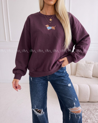 Zateplená oversize mikina dog burgundy B 111