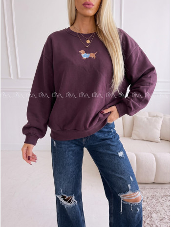 Zateplená oversize mikina dog burgundy B 111