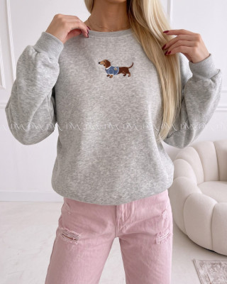 Zateplená oversize mikina dog sivá B 111