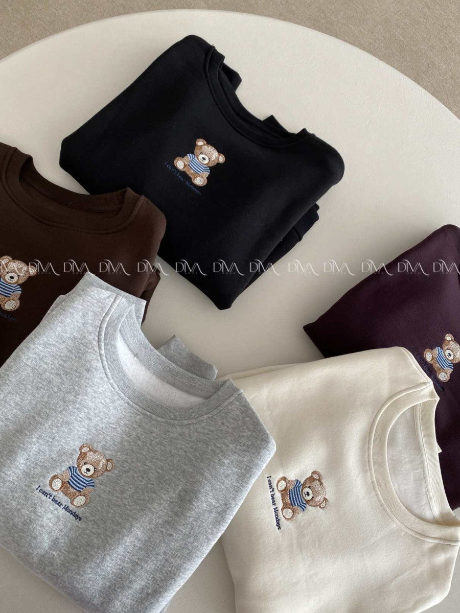 Zateplená oversize mikina teddy bear čierna B 113
