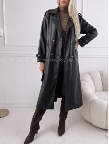 Eko koženkový trench coat čierny AB 543