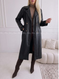Eko koženkový trench coat čierny AB 543 Eko koženkový trench coat čierny AB 543