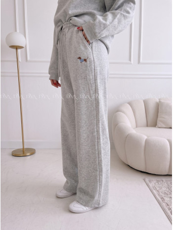 Zateplené tepláky dog wide leg sivé AB 333
