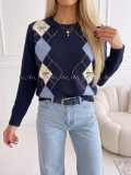 Svetrík s mašličkami navy blue AB 999 Svetrík s mašličkami navy blue AB 999