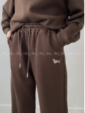 Zateplené tepláky dog wide leg čokoládové AB 333