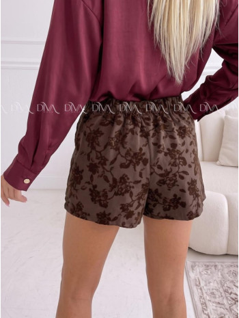 Mini skort sukňa s ornamentami hnedý AB 644 Mini skort sukňa s ornamentami hnedý AB 644