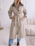 Trench coat béžový s čokoládovým golierom AA 73 Trench coat béžový s čokoládovým golierom AA 73