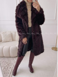 Dlhý kožuch burgundy A 113 Dlhý kožuch burgundy A 113